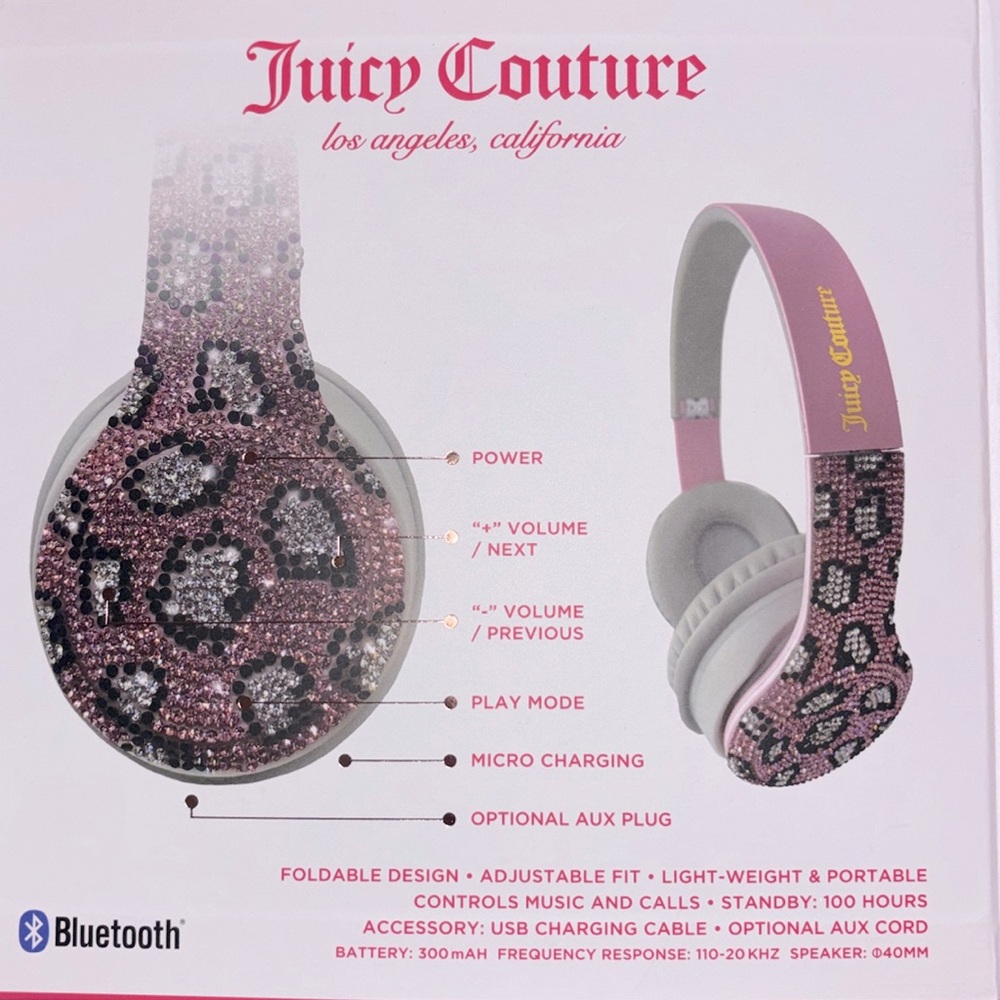 Juicy Couture Pink Leopard Bluetooth Headphones